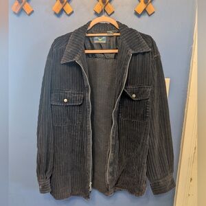Vintage Vector Corduroy Black Zip Up Shacket
